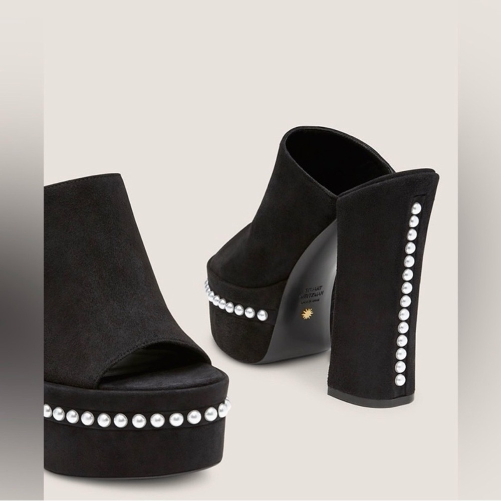 Stuart Weitzman Women's SkyHi 145 Slip On Studded Platform Sandals 9.5 - Picture 2 of 4